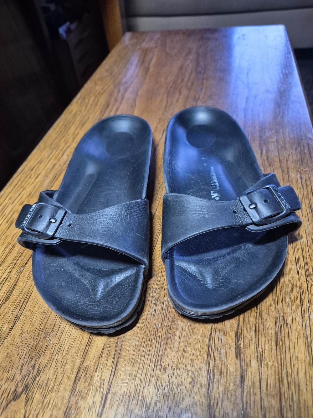 Birkenstock Black Single-Strap Slide Sandals with Buckle